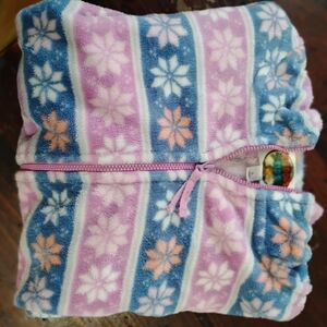 Cozy Kids Floral Fleece Blanket - Pink, Blue, and Orange